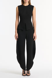 BLACK CREPE PEPLUM TOP