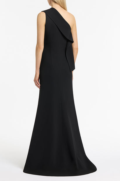 BLACK CREPE PIEGATO GOWN