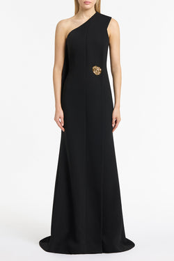BLACK CREPE PIEGATO GOWN