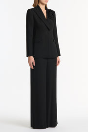 BLACK CREPE ROSE BLAZER