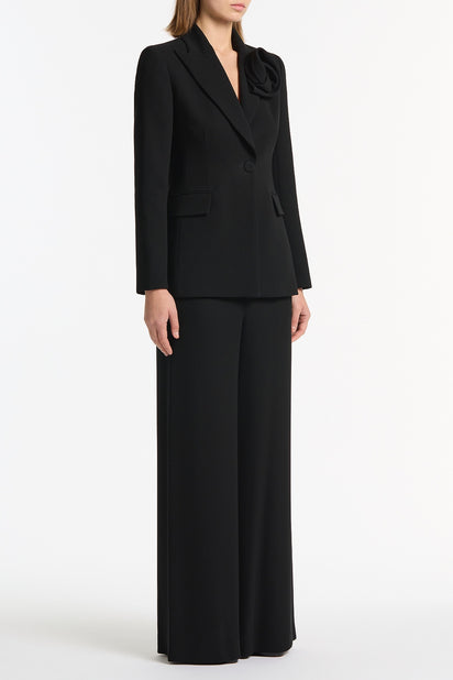 BLACK CREPE ROSE BLAZER