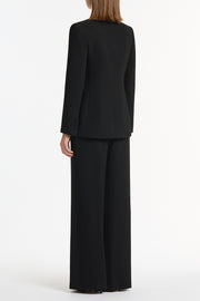 BLACK CREPE ROSE BLAZER