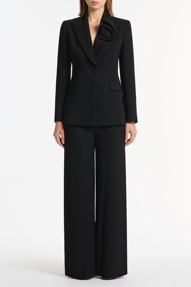 BLACK CREPE ROSE BLAZER