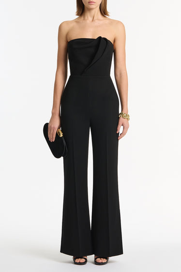 BLACK CREPE SCULPTURAL JUMPSUIT