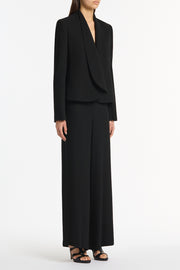 BLACK CREPE SHAWL COLLAR JACKET