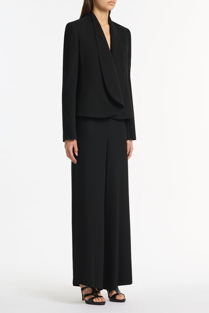 BLACK CREPE SHAWL COLLAR JACKET