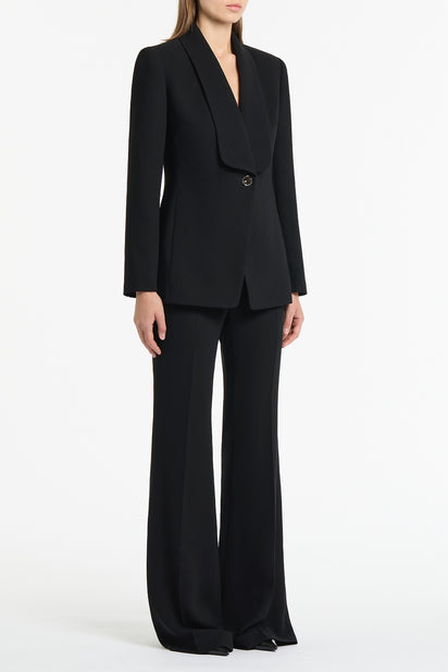 BLACK CREPE SHAWL COLLAR JACKET