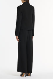 BLACK CREPE SHAWL COLLAR JACKET