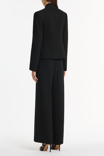 BLACK CREPE SHAWL COLLAR JACKET