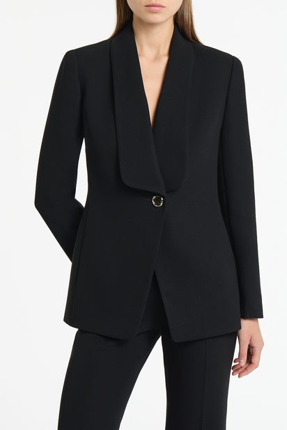 BLACK CREPE SHAWL COLLAR JACKET