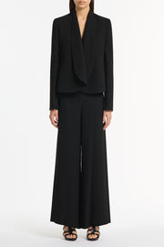 BLACK CREPE SHAWL COLLAR JACKET