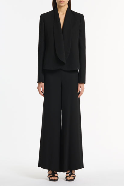 BLACK CREPE SHAWL COLLAR JACKET