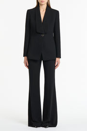 BLACK CREPE SHAWL COLLAR JACKET