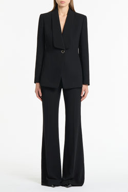 BLACK CREPE SHAWL COLLAR JACKET