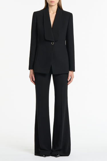 BLACK CREPE SHAWL COLLAR JACKET