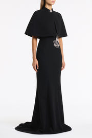 BLACK CREPE SHORT CAPE