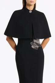 BLACK CREPE SHORT CAPE