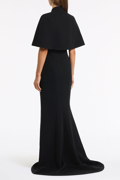 BLACK CREPE SHORT CAPE