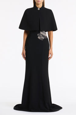BLACK CREPE SHORT CAPE