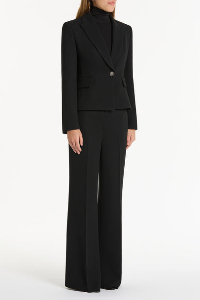 BLACK CREPE SINGLE BREASTED JACKET