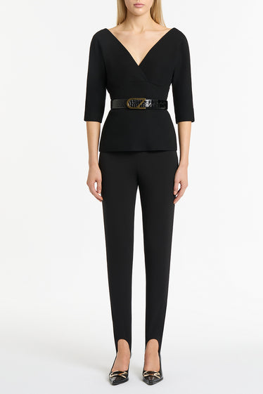 BLACK CREPE SOFT V TOP