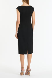 BLACK CREPE TIE FRONT DRESS