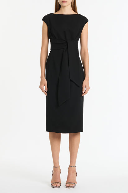BLACK CREPE TIE FRONT DRESS