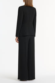 BLACK CREPE TIE NECK JACKET