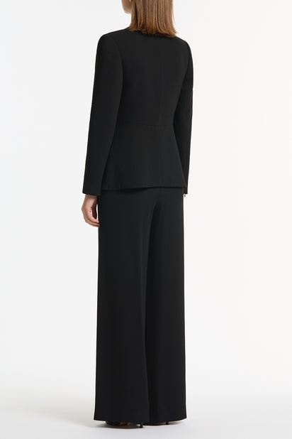 BLACK CREPE TIE NECK JACKET