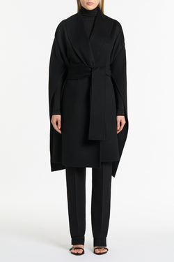 BLACK DOPPIA WOOL CAPE