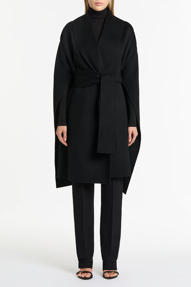 BLACK DOPPIA WOOL CAPE