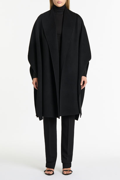 BLACK DOPPIA WOOL CAPE