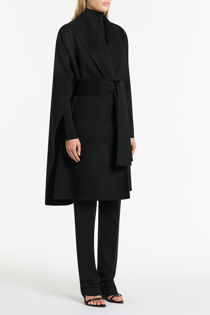 BLACK DOPPIA WOOL CAPE