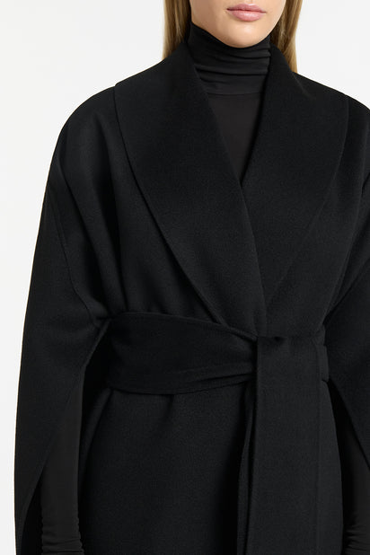 BLACK DOPPIA WOOL CAPE