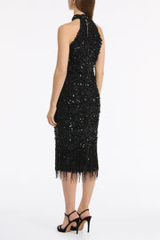 BLACK FRINGE SEQUIN LACE BODICE