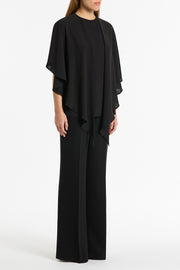 BLACK GEORGETTE CASCATA TOP