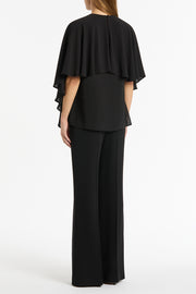 BLACK GEORGETTE CASCATA TOP