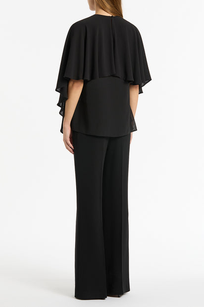 BLACK GEORGETTE CASCATA TOP