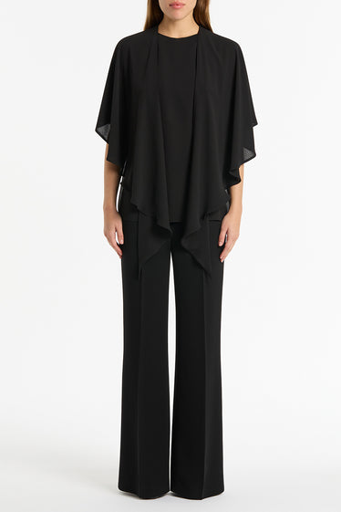 BLACK GEORGETTE CASCATA TOP