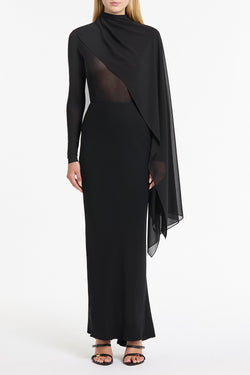 BLACK GEORGETTE CASCATA WRAP