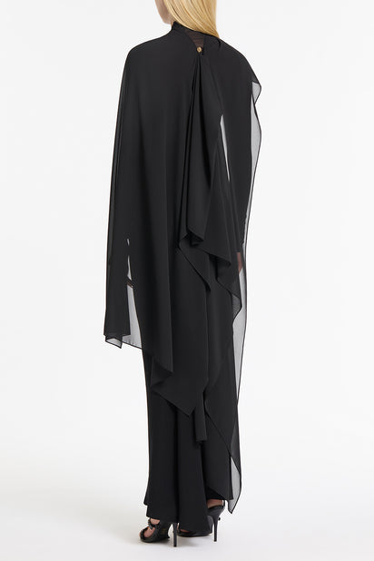 BLACK GEORGETTE CASCATA WRAP