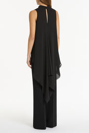 BLACK GEORGETTE FLUTED TUNIC