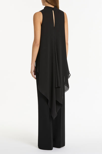 BLACK GEORGETTE FLUTED TUNIC