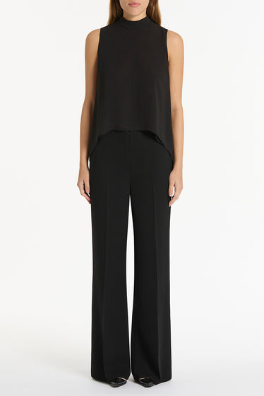 BLACK GEORGETTE FLUTED TUNIC