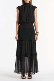 BLACK GEORGETTE SCARF TOP