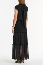 BLACK GEORGETTE SCARF TOP