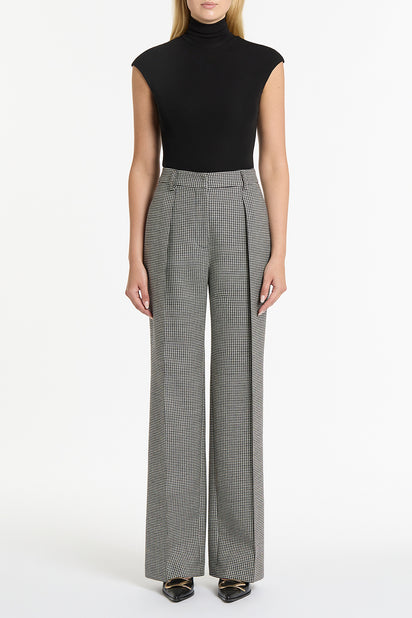 BLACK ITALIAN HOUNDSTOOTH WOOL PANT