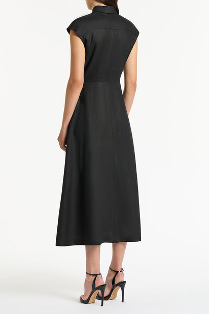 BLACK LINEN BUTTON UP DRESS
