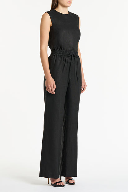BLACK LINEN LOUNGE PANT