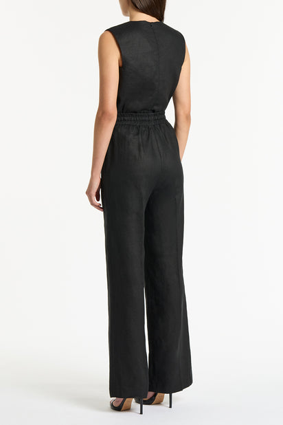BLACK LINEN LOUNGE PANT